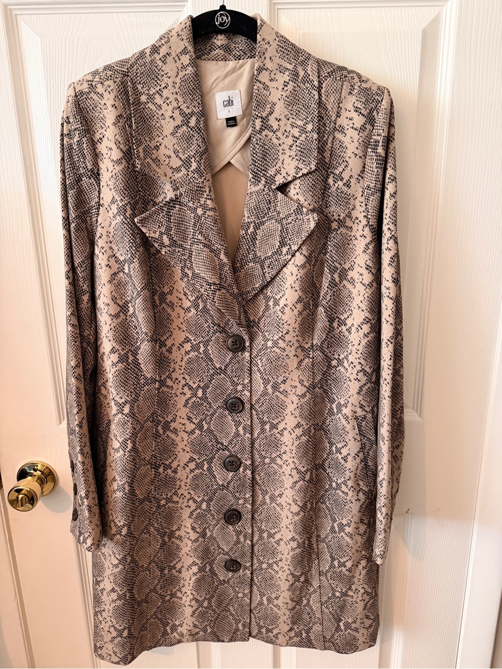 NWOT Cabi Python print long blazer. Beige/Brown. Great versatile style.